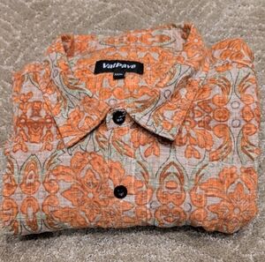 ValPave Men's Casual Orange and Green Shirt